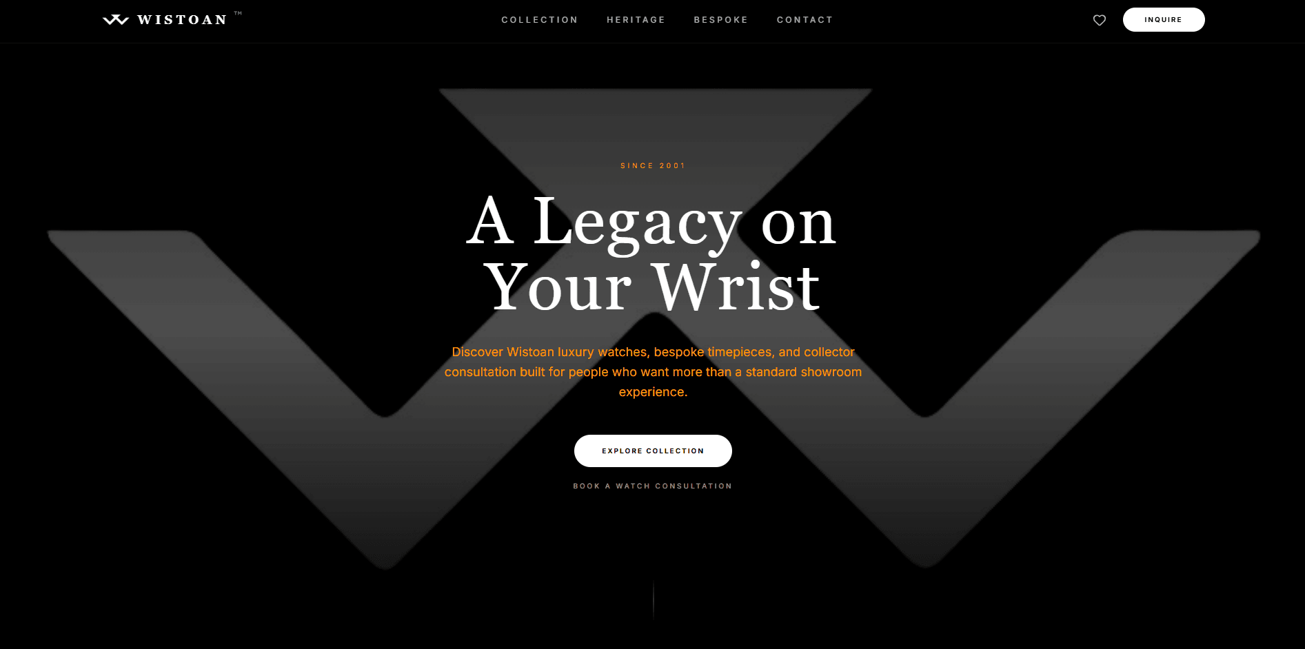 Wistoan luxury watches website designed and developed by 2PixelCraft