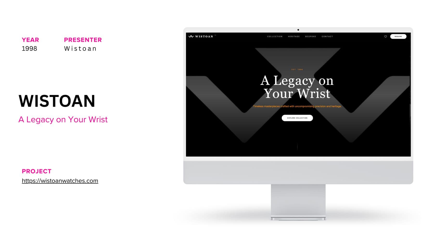 Wistoan luxury watches website designed and developed by 2PixelCraft